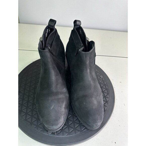 Steve Madden Bradi Bootie Black Distressed Leather Buckle Zip Boots Sz 8 Western - Picture 2 of 8